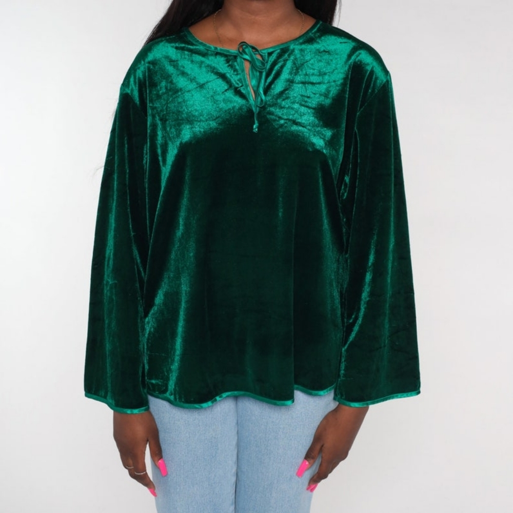 Vintage Oscar de la Renta green velvet top